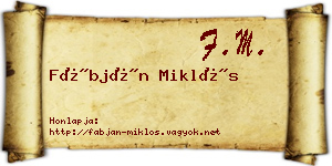 Fábján Miklós névjegykártya